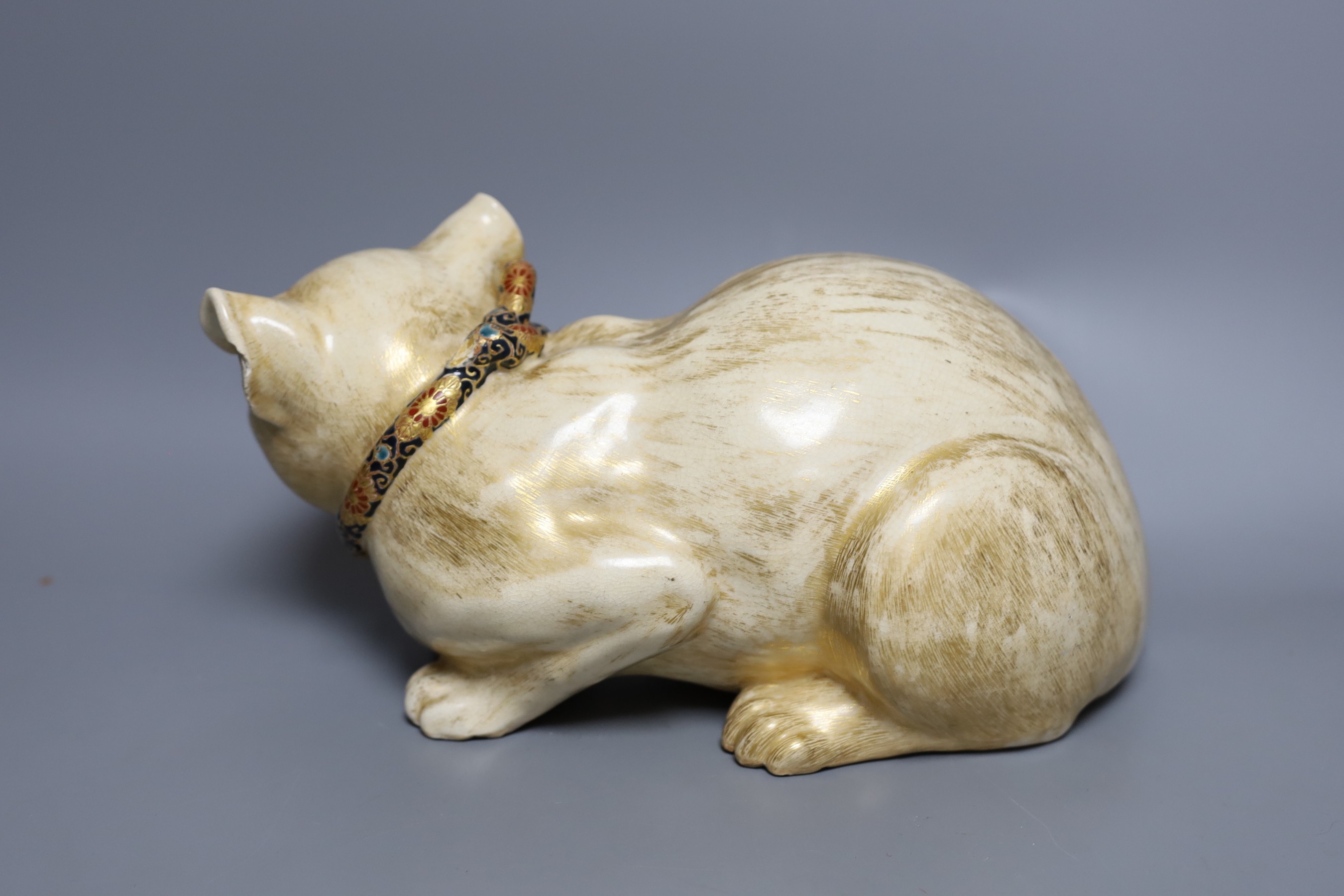 A Japanese Satsuma model of a cat, 30cm